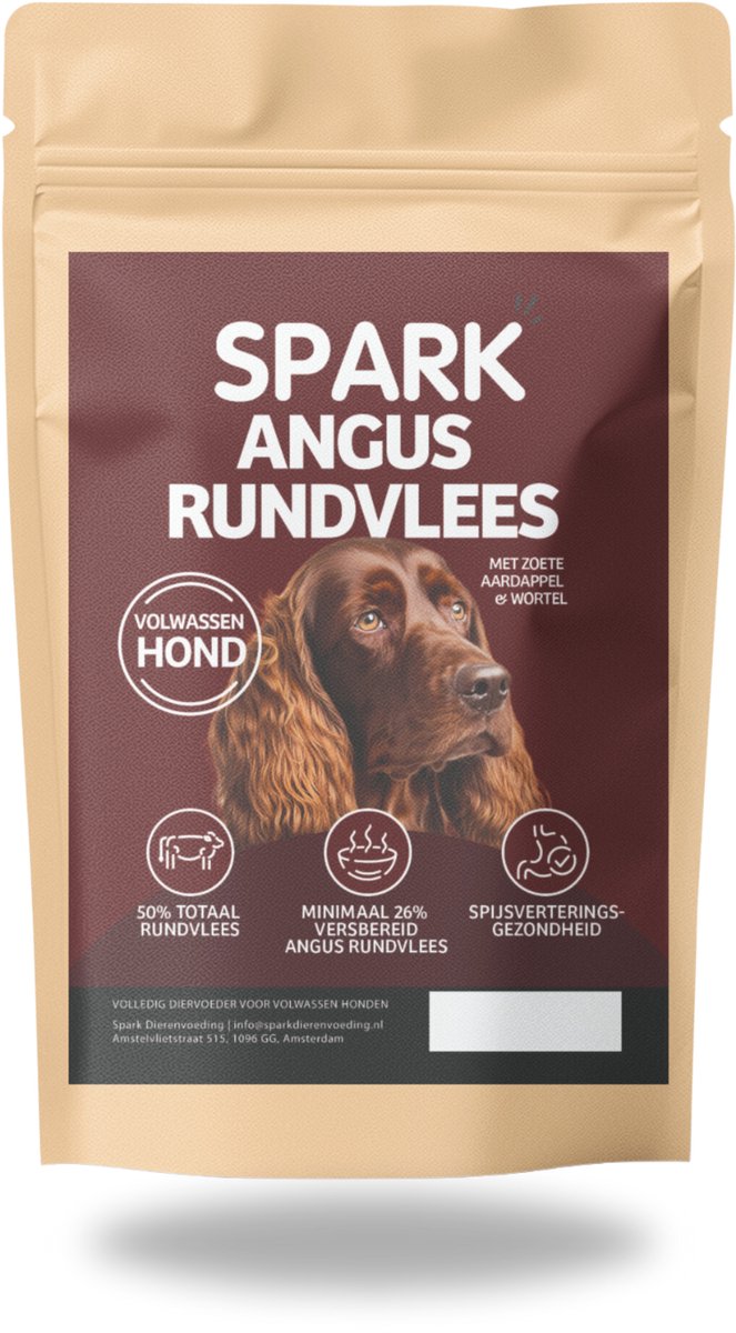 Spark Spark - Volwassen Hondenbrokken - Angus Rundvlees met Zoete Aardappel & Wortel - Hypoallergeen - Graanvrij - 12KG