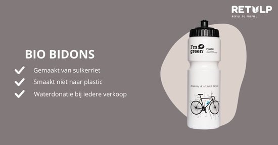 Retulp Bio Bidon Teampakket - Bidons - Waterflessen - Fiets Bidon - Sport - Bidon - Waterfles - Drinkfles - Suikerriet - 750 ml - Teamdeal - 20 stuks — afbeelding 3