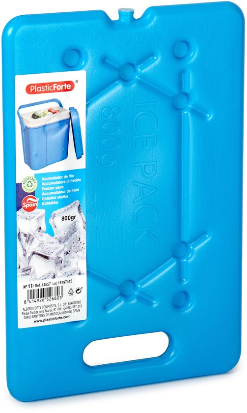 Plasticforte Platte dunne Koelelementen 800 gram - 3x - 30 x 20 x 1.5 cm - blauw - Voor koelbox en koeltas van PlasticForte — afbeelding 2
