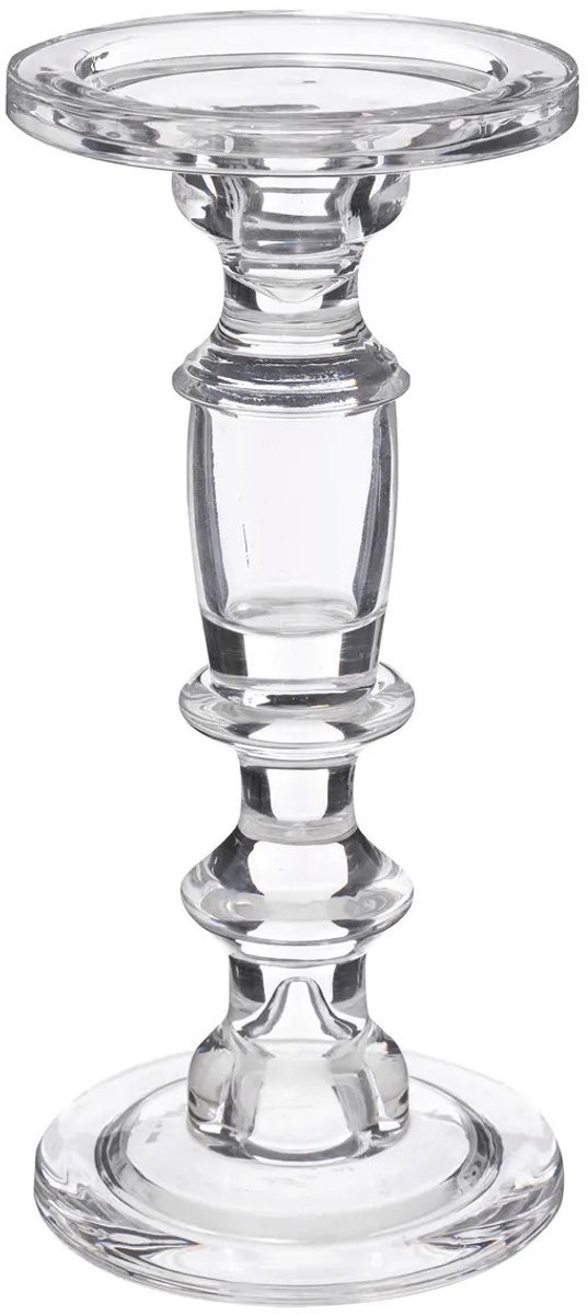 Atmosphera kaarsen kandelaar Decoglass - voor stompkaarsen - glas - transparant - 11 x 24 cm