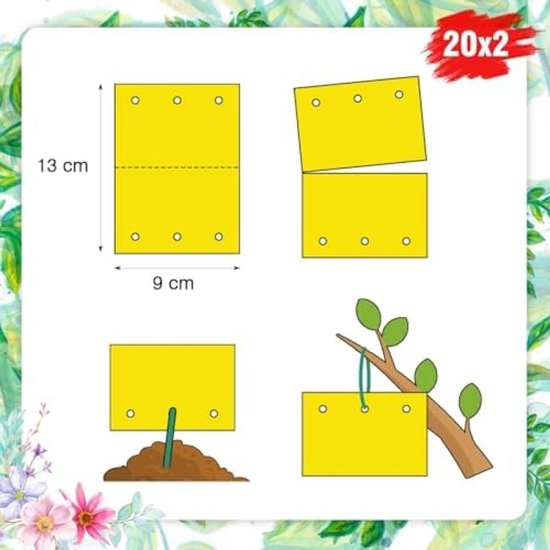 KEELYY 40 stuks Kleverige Vliegenvallen, Gele sticker rouwmuggen KEELYY 40 stuks Kleverige Vliegenvallen, Gele sticker rouwmuggen
