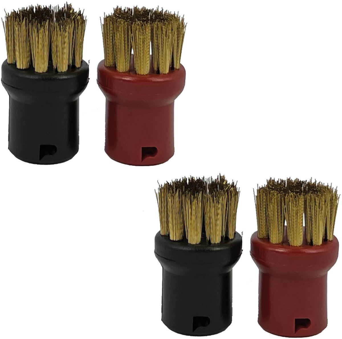 Multaparts® borstelset geschikt voor stoomreiniger Kärcher -set van 4 stuks- | Vervanger voor origineel nummers 2.863-264.0, 2.863-058.0, 2.863-077.0 | Twee zwarte, twee rode borstels