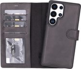 Lykke Samsung Galaxy S24 Ultra Hoesje- Echt Leren Wallet Case met MagSafe -Pasjeshouder- Uitneembare Backcover –Zwart