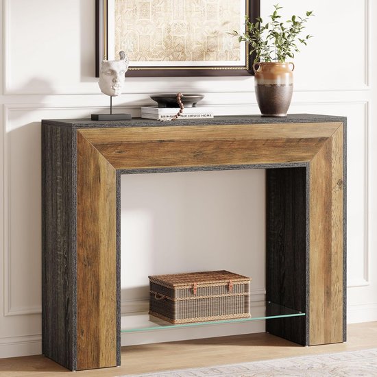 Console de 160 cm, Table-banc en bois pour hall d'entrée -FR