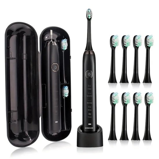 Elektrische tandenborstel Elektrische tandenborstels Volwassenen 8 opzetborstels Reisetui Draadloos opladen 5 reinigingsstanden 2 minuten slimme timer Sonic tandenborstels Ultra Whitening IPX7 Waterdicht