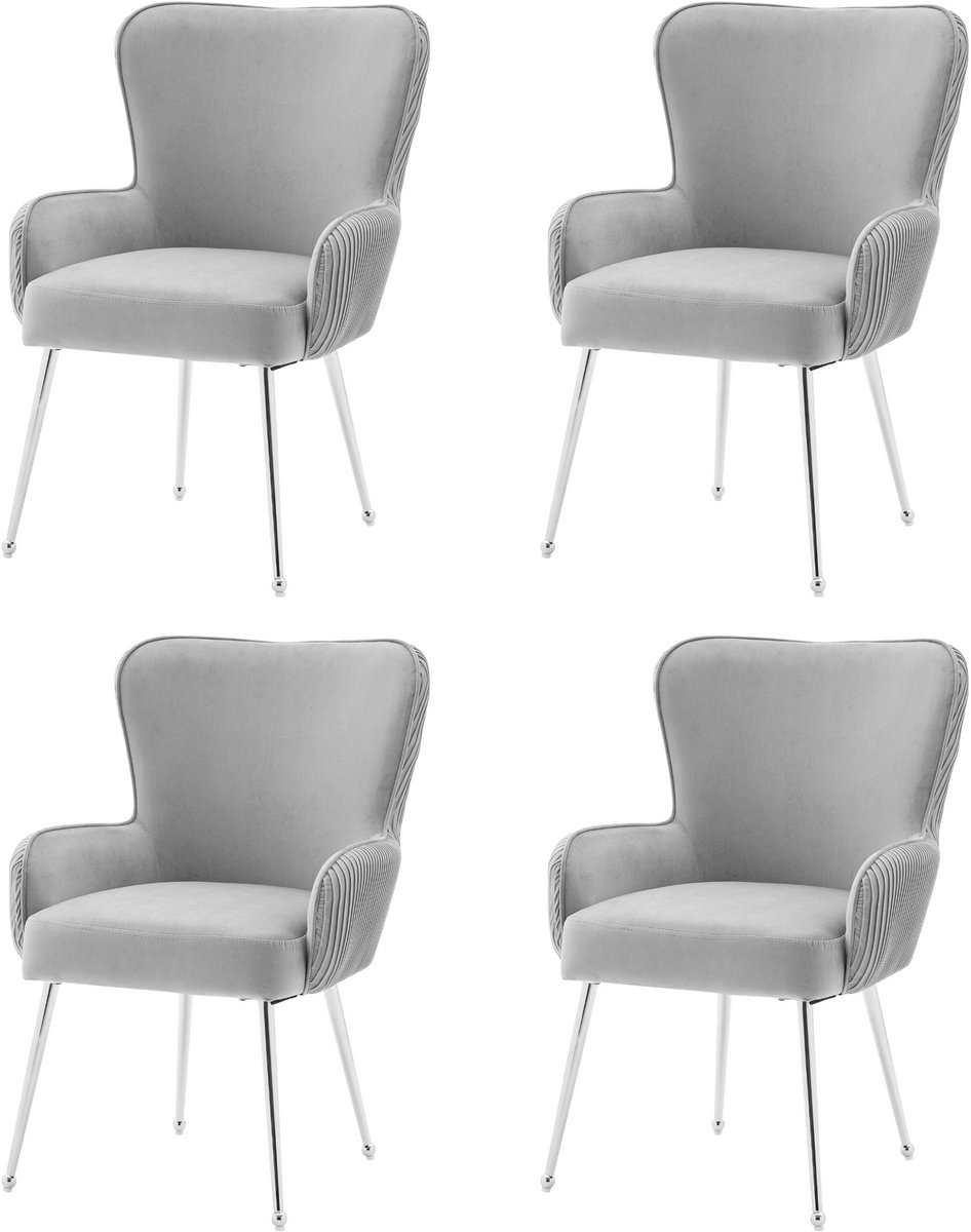 Fluwelen eetkamerstoel - set van 4 - woonkamer - slaapkamer - loungestoel - met armleuning