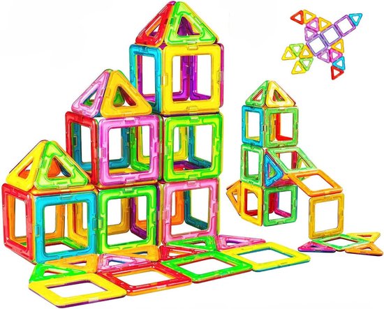 Magnetisch Bouwstenen Speelgoed Set - 50 Stuks Magnetische Bouwblokken - Educatief Constructiespeelgoed voor Kinderen - Ontwikkelt Motoriek & Creativiteit - Montessori STEM Speelgoed - Magnetisch Bouwspel vanaf 3 Jaar