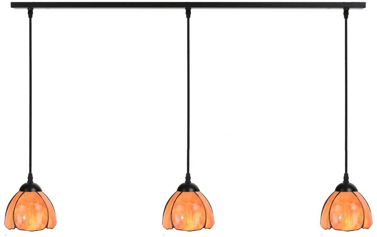 Coloured by Art 3 x Tiffany Tulipa lampen aan plafondbalk - Art Deco Trade Oranje
