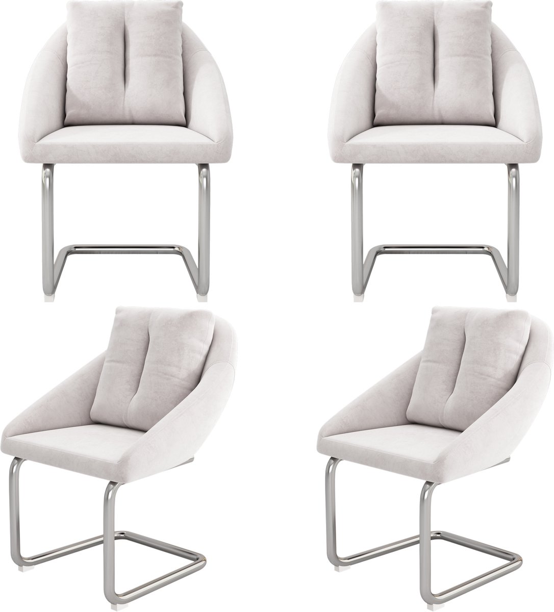 Merax Fluwelen Eetkamerstoelen Set van 4 – Luxe Draaistoelen met Kussens voor Woonkamer en Slaapkamer - Beige