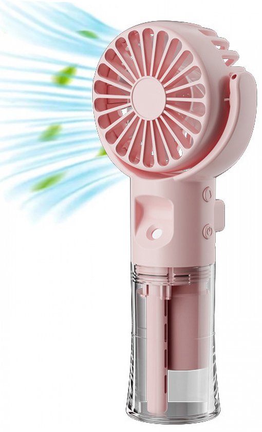 2-in-1 Handventilator met Waternevel, Oplaadbare Mini Ventilator, 4 Snelheden, Draagbaar, Stil, Verstelbaar