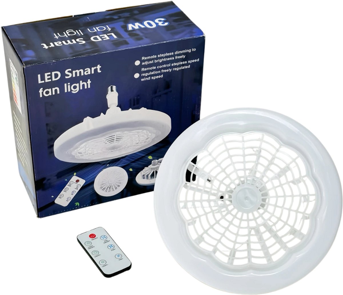 Nivard Plafondventilator - Met Verlichting - Plafond Ventilator - Met Lamp - Plafonniere Met Ventilator - Met Licht - Wit - 23cm