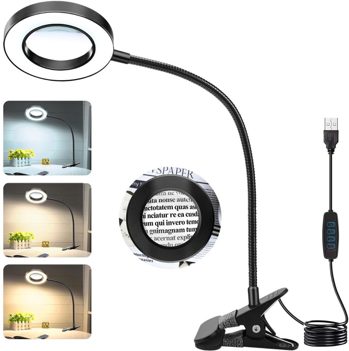 CLVP® Vergrootglas Met Verlichting - Loeplamp met Led Verlichting - Zwart