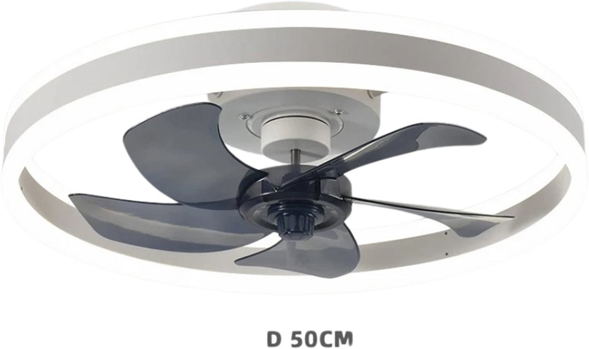 Nivard Plafondventilator - Met Verlichting - Plafond Ventilator - Met Lamp - Plafonniere Met Ventilator - Met Licht - Wit - 50cm