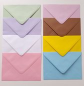 Enveloppen - gekleurd - 80 stuks - rechthoek - 8 kleuren - 16 x 11,4 cm