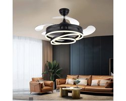 Livano Plafondventilator - Met Verlichting - Plafond Ventilator - Met Lamp - Plafonniere Met Ventilator - Met Licht - Zwart - 106cm