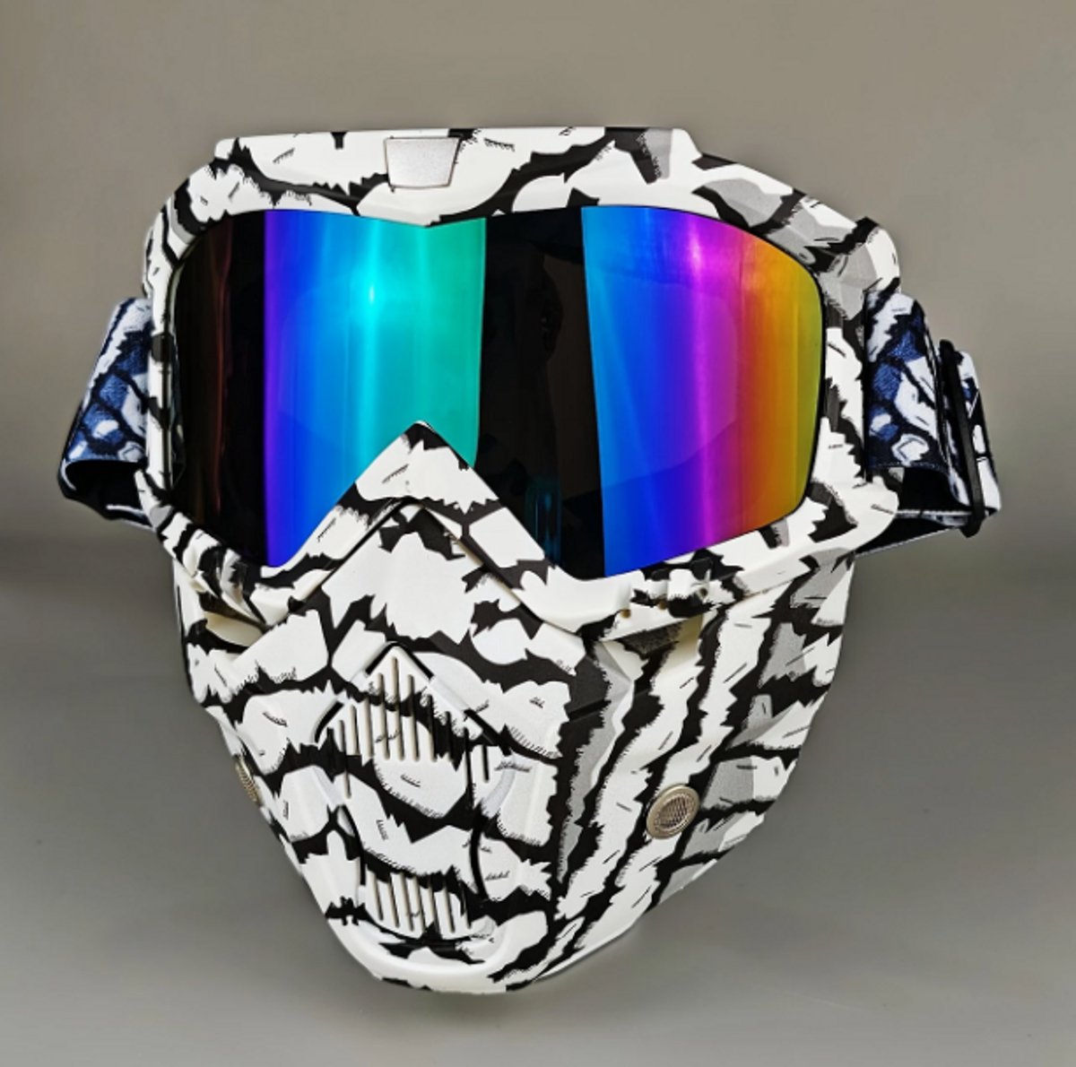 Vibrant Gezichtsmasker – Voor Cosplay Airsoft Paintball & Outdoor Activiteiten – Comfortabele Pasvorm met Verstelbare Band Design Zwart