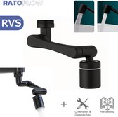 Krivo Flexiflow Zwenkkraan, 1080 graden draaibaar, universeel draaibaar kraanopzetstuk voor keuken en badkamer, multifunctionele zwenkarm voor comfortabel reinigen (1
