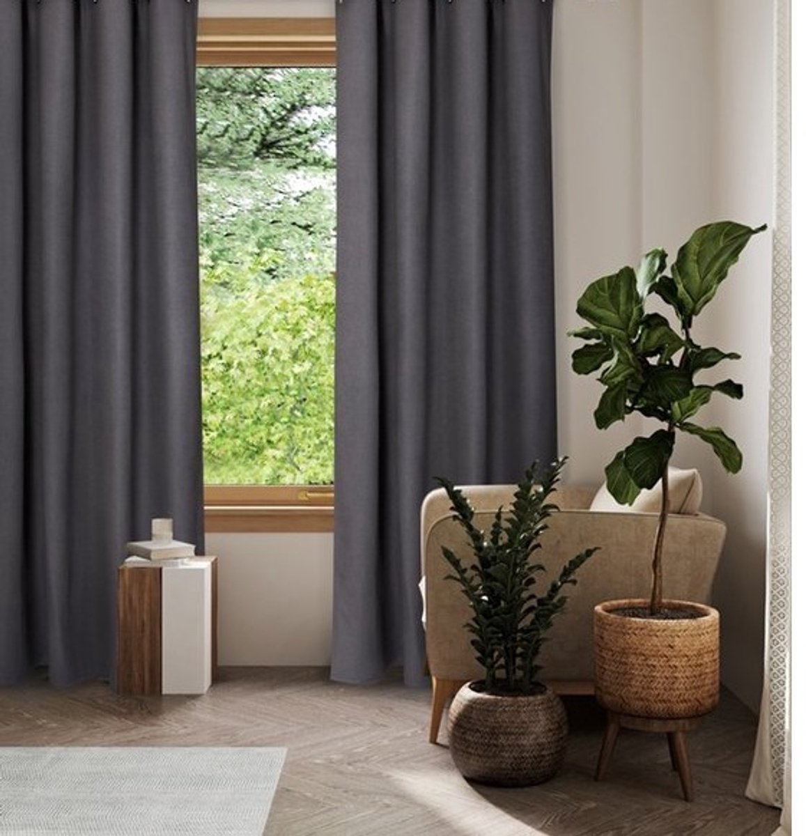 Home Style Thermisch Gordijn – Lichtdoorlatend – Met Haakjes – 140x250 cm – Grijs