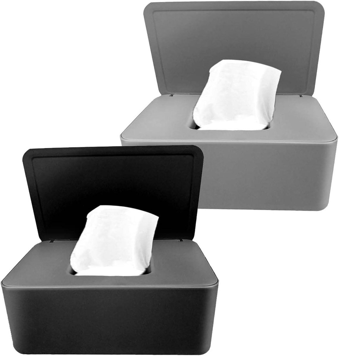 Allecto Premium - Babydoekjes Box 2 stuks voor Thuis of Kantoor - Kunststof Doekjes Dispenser met Deksel