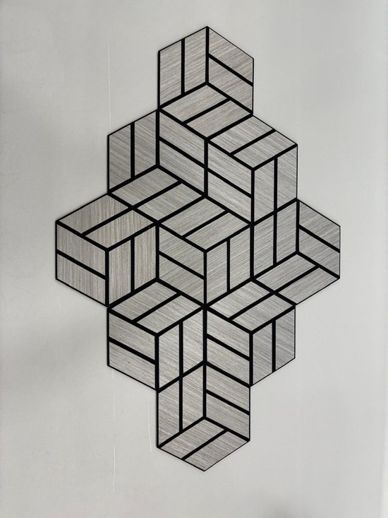 Panneau acoustique mural - Hexagone - 260 x 300 x 12 mm - Noyer Argent - Autocollant - Absorption acoustique - Flexible - Design élégant - Panneaux acoustiques - Panneau acoustique - Mur acoustique