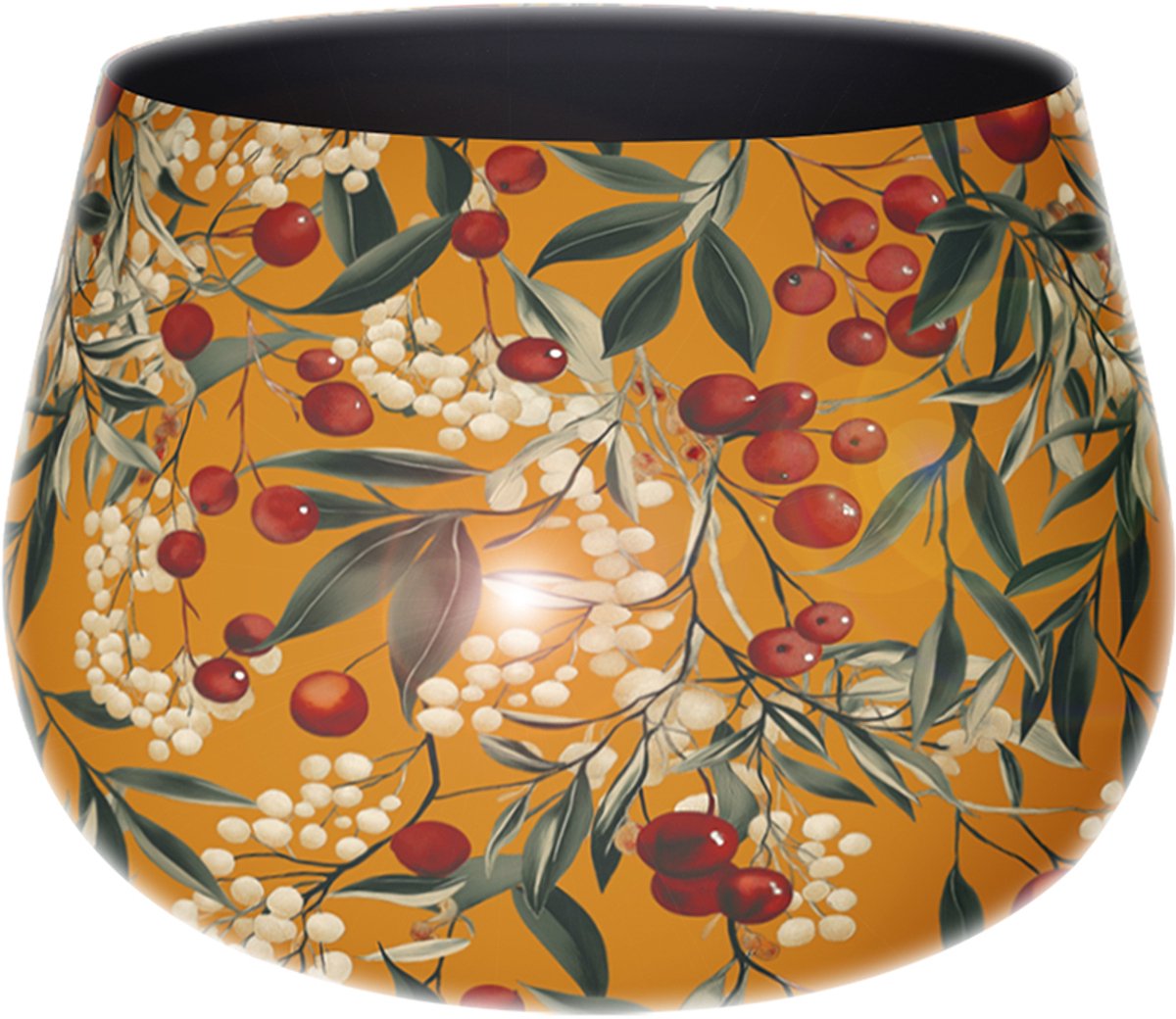 by Mooss - Bloempot - Planter - Floral - Epoxy - Ø 30 x 23 cm - Klein - Orange - Handgemaakt - Metaal - Trendy - Hip - Metallic - Highlight - Bessen