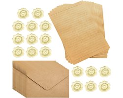 Vintage briefpapier set met envelop - 20 stuks | Retro brieven set met antieke envelop | Schrijfpapier voor nostalgische brieven