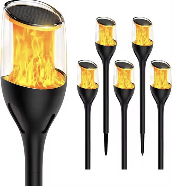 Tuinverlichting Fakkel - 4 stuks - Solar Tuinverlichting Op Zonne Energie - Automatisch Aan/Uit - Eenvoudige Installatie