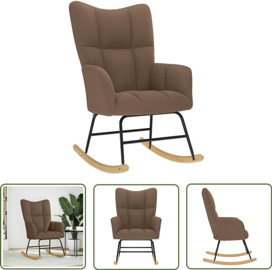 Fauteuil à bascule vidaXL en tissu marron - Fauteuils - Chaises d'extérieur - Mobilier de balcon