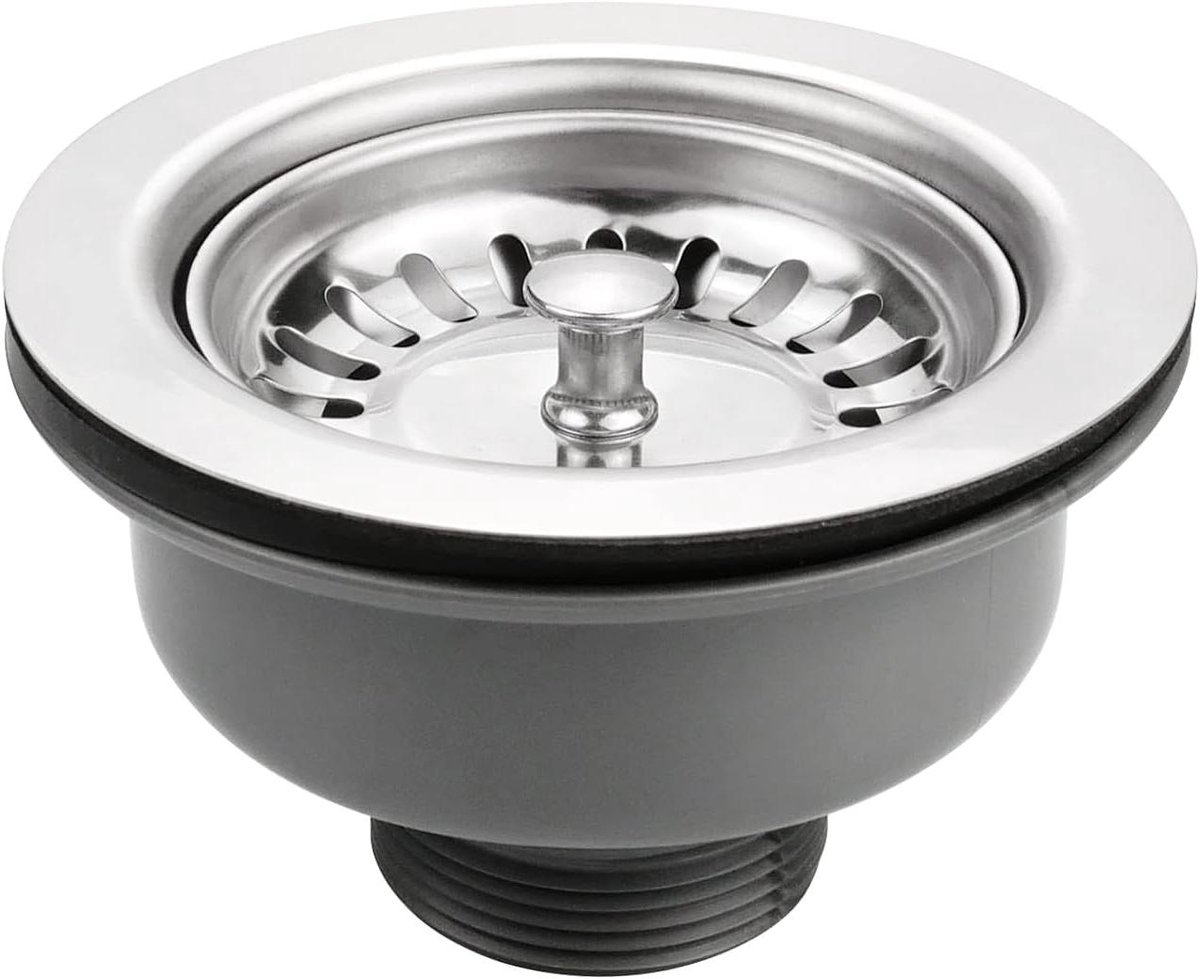 Allecto Premium - Roestvrijstalen gootsteenmand zeef plug - afvalstop - hoge temperatuurbestendigheid - geschikt voor 83-90 mm gootsteengat.