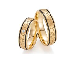 Jonline SET Trouwringen Titanium & Gold filled | Vriendschapsringen |Relatie ringen | Set Ringen|
