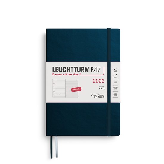 Leuchtturm1917 - Weekly Planner&Notebook - A5 - 12 maanden - 2026 - Softcover - Deep Sea