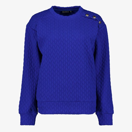 TwoDay dames sweater met sierknopen blauw - Maat XS