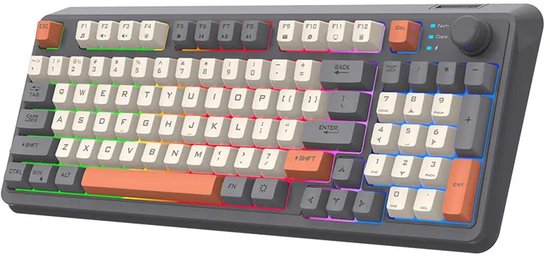 XUNFOX K82 Mixed Ledlight 94KEY gaming toetsenbord - GRIJS - Windows/Mac game toetsenbord - Mechanical Keyboard - QWERTY - anti-ghosting game toetsenborden - Creme/Grijs/Oranje