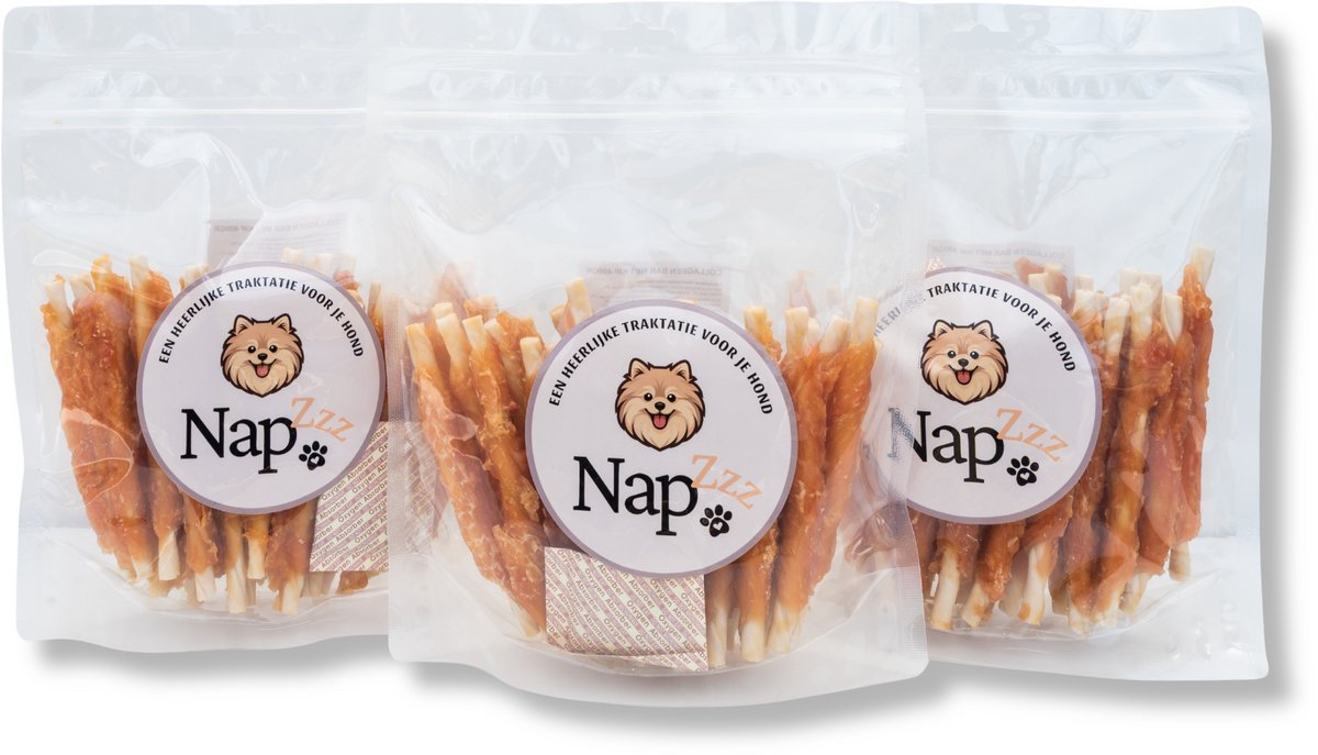 NapZZZ Hondensnack – Collageen Bar Kip – 3x400g