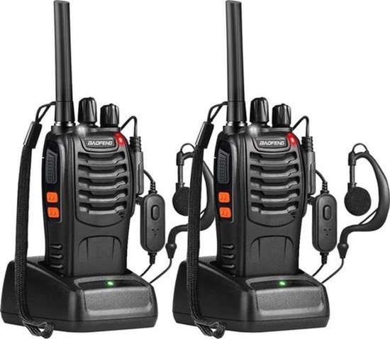 Talkie-walkie Baofeng 88E - Set de 2 talkies-walkies - PMR446 - 5 W - Portée jusqu'à 5 km - Avec écouteurs - Lampe torche LED - Rechargeable - Pour Plein air, le travail et la Sécurité