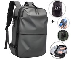 Avoir Avoir® - Airbag Vacuum Rugzak PRO1 - Inclusief Pomp -60L- Grijs- Uitbreidbare backpack- Handbagage - Grote Reisrugzak - Dames en Heren - Vliegtuig, Koffer, Reisrugzak, - Waterdichte Reistas - Reizen, Zaken, Zakenreizen, Weekend