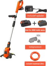 Bol.com Kibani accu grastrimmer 18V - inclusief 2x 2000 mAh beschermbril en 20m maaidraad – snoerloos - lichtgewicht - bosmaaier... aanbieding