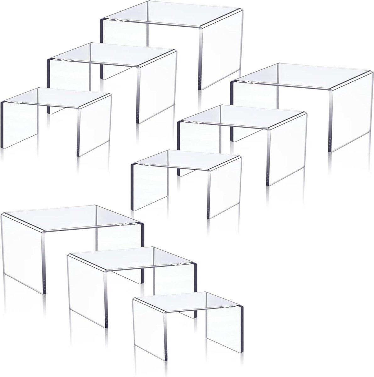 Transparante Acryl Display Risers voor Cupcakes en Snoep - Set van 9 Stuks