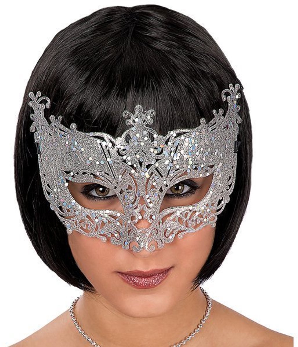 Mask with silver glitter