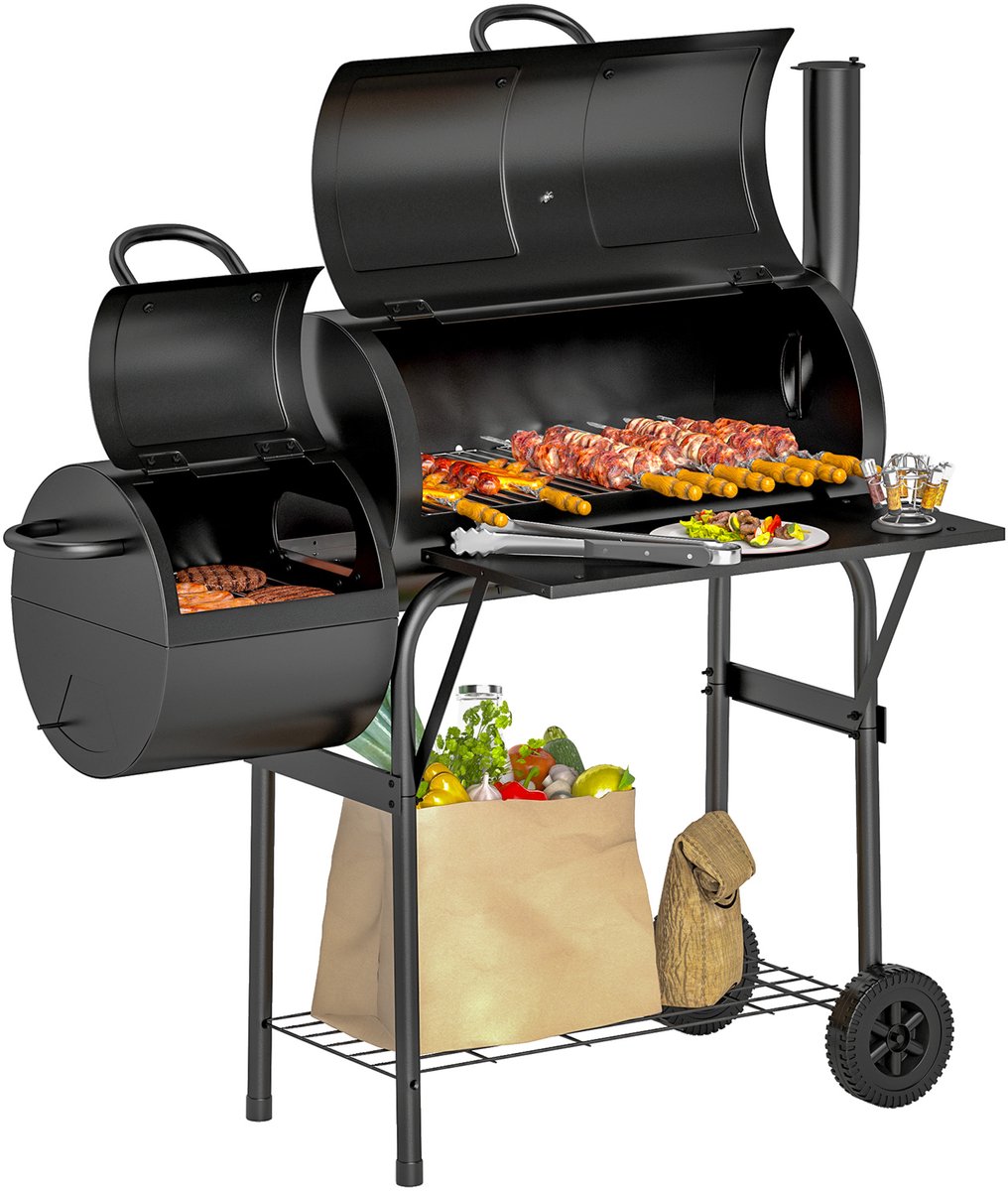 Outsunny Charcoal Grill Stahl 109L x 60B x 120H cm Schwarz