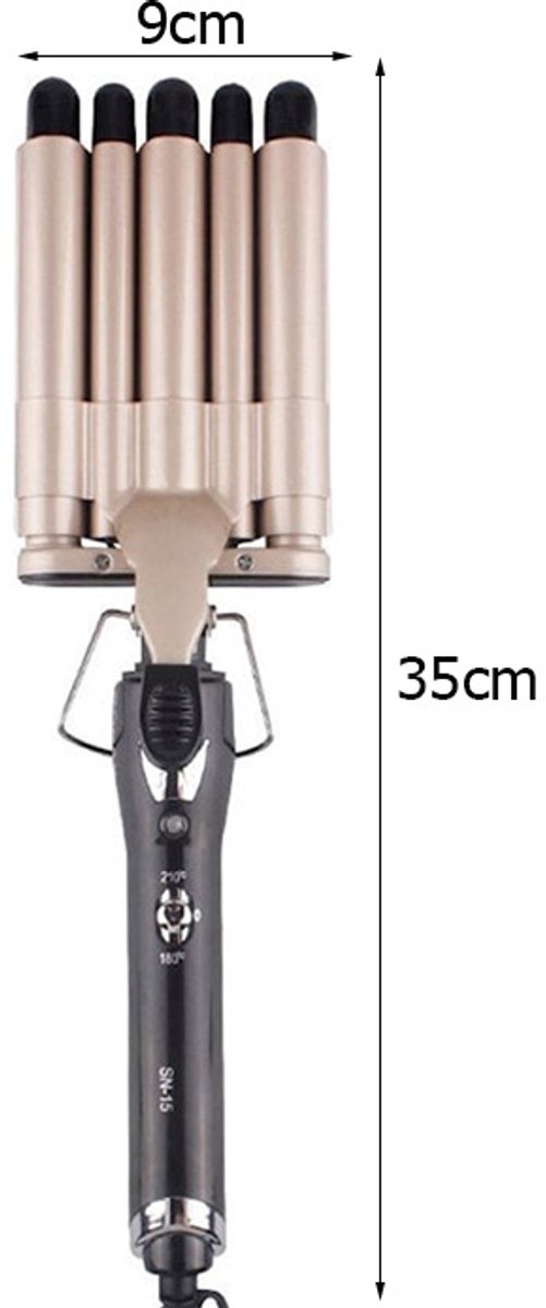 Professionele Haar Waver – Triple Krultang – 2 Temperatuurstanden – Keramische Coating – Golvenkrultang – Goudkleurig – wafeltang haar – wave krultang - 46297 thumbnail 6