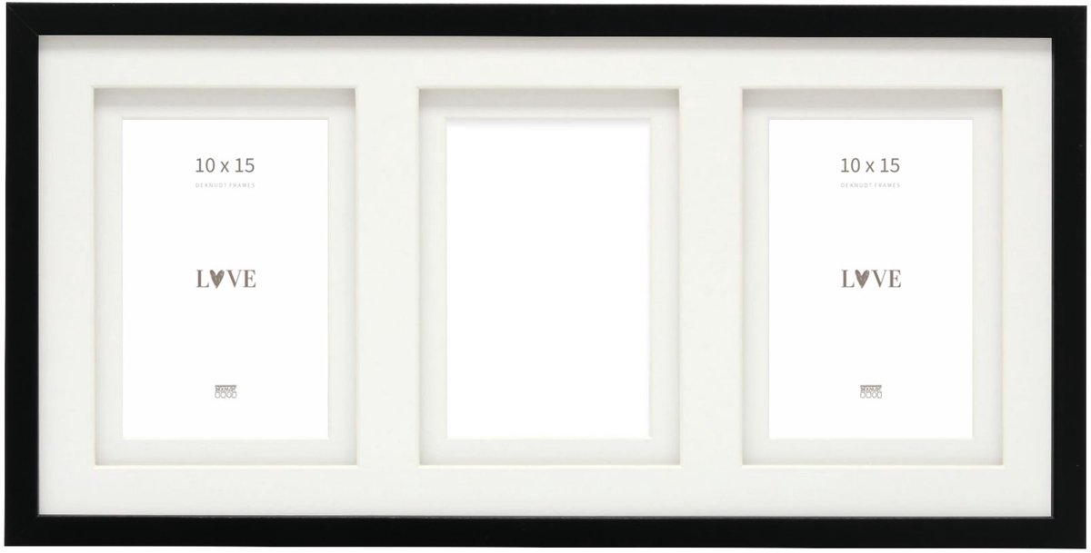 Deknudt Frames multifotolijst - zwart - passe-partout - 3 foto's 10x15