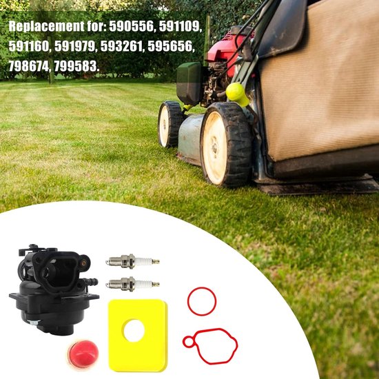 Carburateur - Onderdelen voor grasmaaiers - Geschikt voor 799583, 593261, MTD, MURRAY, M20300, 500E 140CC-serie motoren - Motoronderdelen - Geschikt voor gazons, buitentuinen - Zwart — afbeelding 2