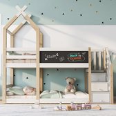 Bol.com Sweiko Stapelbed - 90×200 cm - Huisbed - Met krijtbord - Opbergruimte - Natuurlijke + wit aanbieding