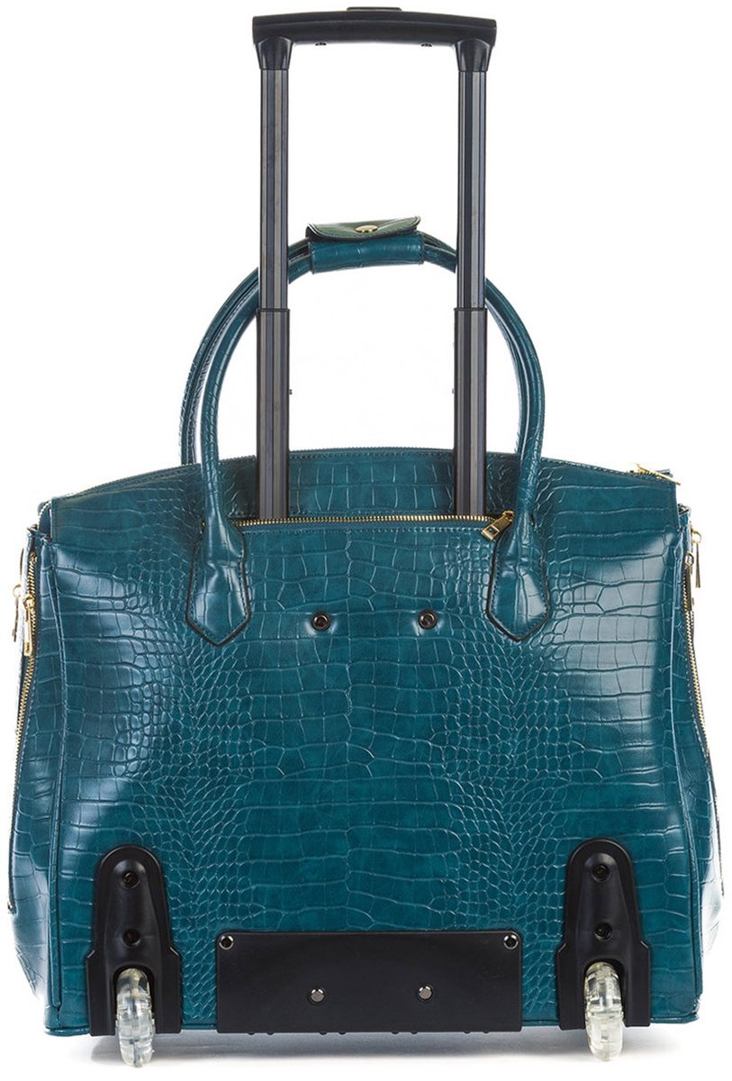 Olivia Lauren Laptoptrolley Dames / Businesstrolley - 17 inch - Kunstleer - Krokodillenprint - Billie - Blauw Croco