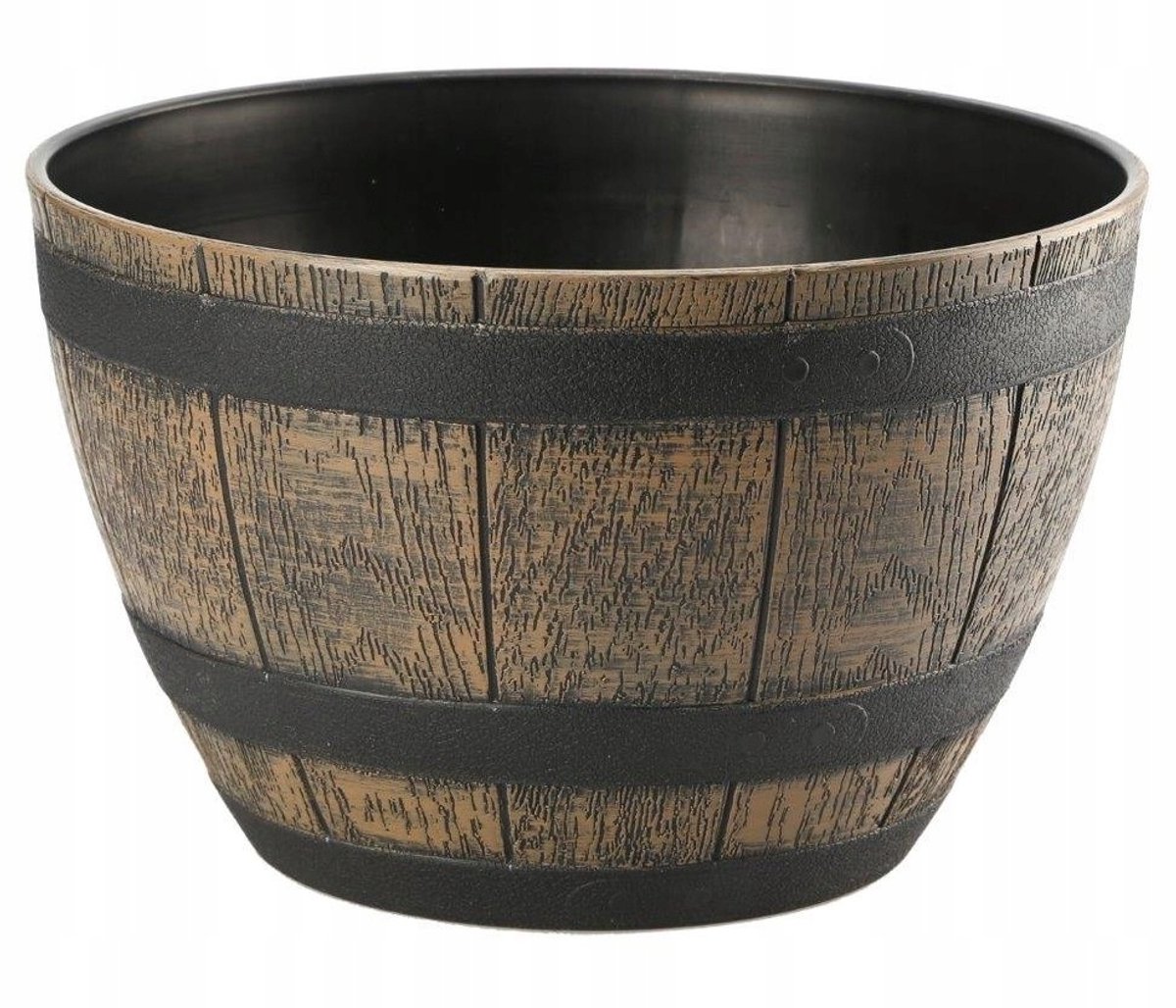 Galicja Barrel Serie - Donica Imitatie Hout - 33 cm - Donkerbruin - Ovaal