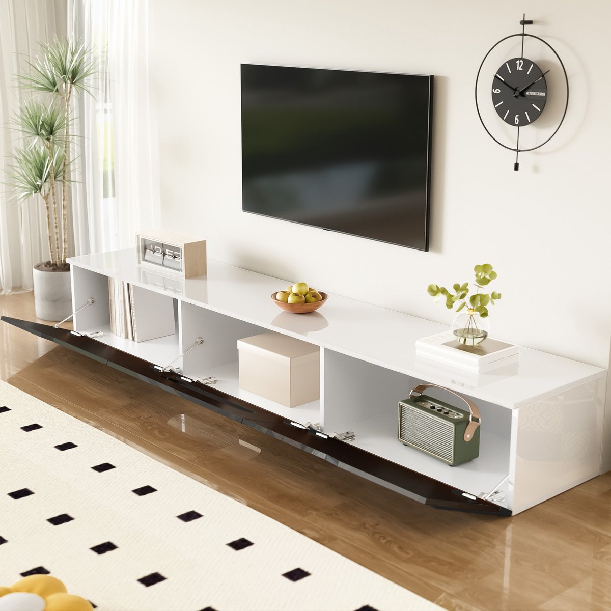 HAUSS SPOLE TV-kasten 180x35x30 cm - TV meubel Met LED-Verlichting - Hoogglans Multifuncti