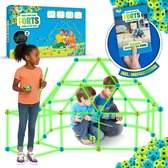 Joya Creative Fort Bouwpakket Glow in the Dark 130pcs - Constructiespeelgoed - Buitenspeelgoed - Bouwsets - Montessori Speelgoed - Speelgoed 3 Jaar - Speelgoed 4 jaar - Speelgoed 5 jaar