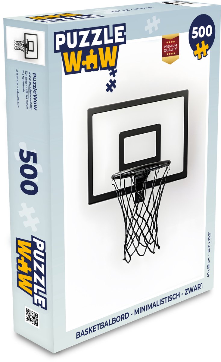 Puzzel Basketbalbord - Minimalistisch - Zwart - Legpuzzel - Puzzel 500 stukjes
