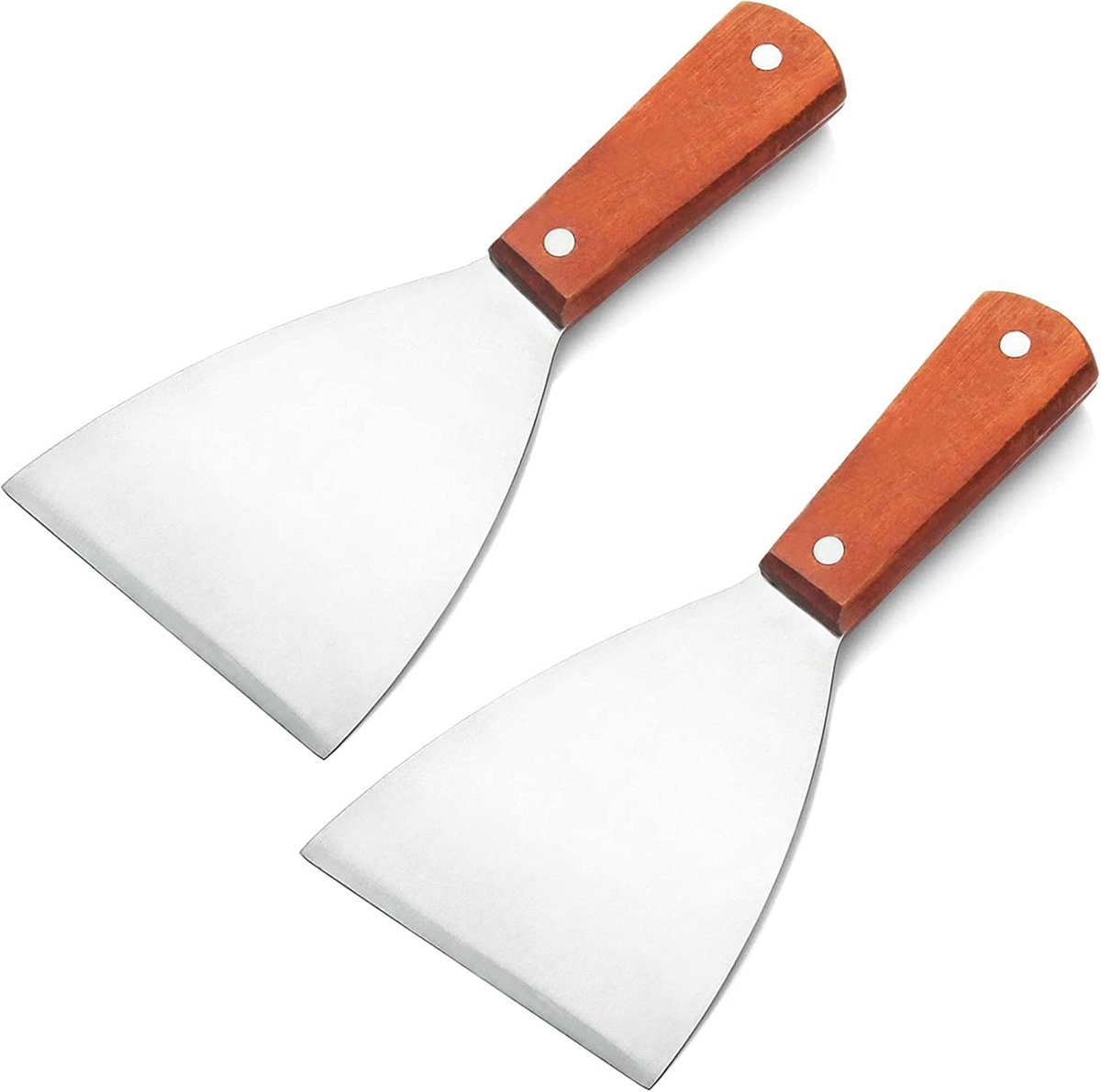 Schraper keuken - scraper - Roestvrijstalen schuine grillplaat spatel schraper - 2 stuks